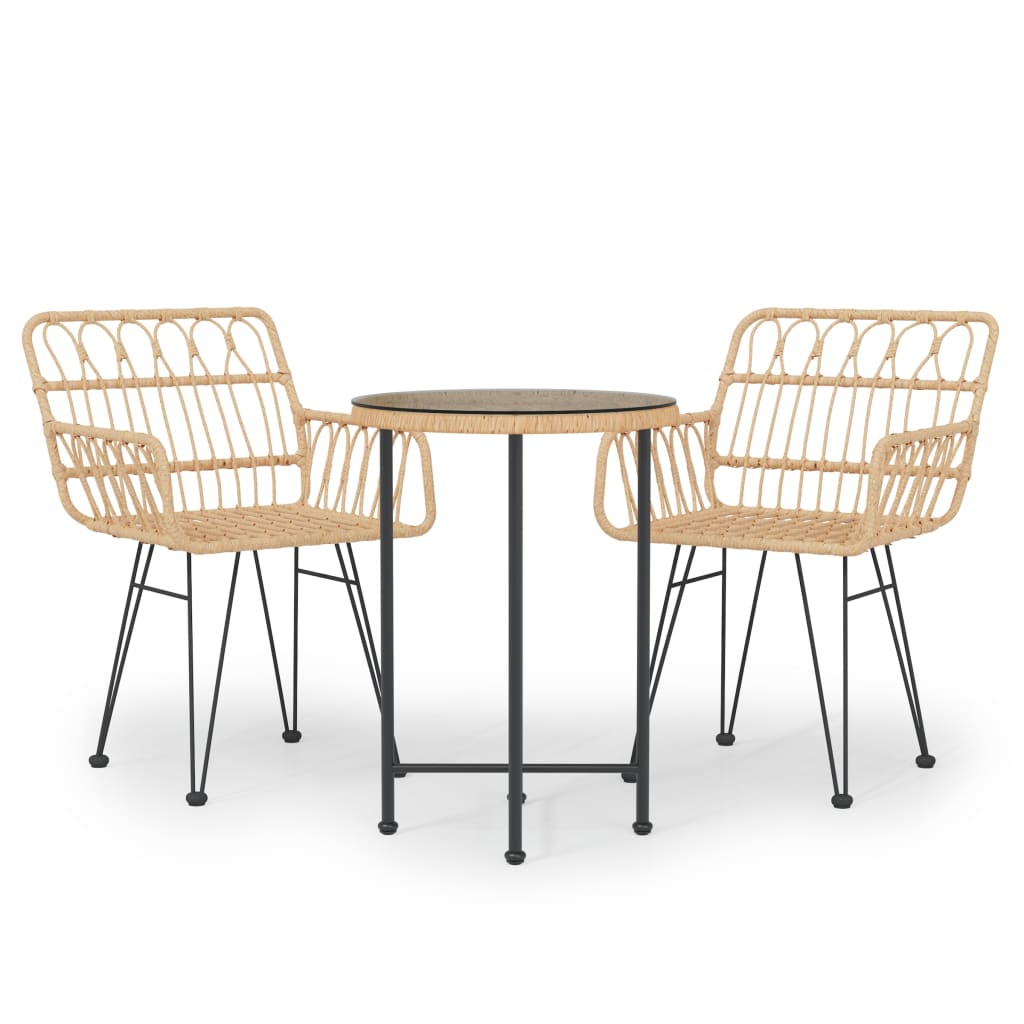 vidaXL 3-tlg. Garten-Essgruppe Poly Rattan