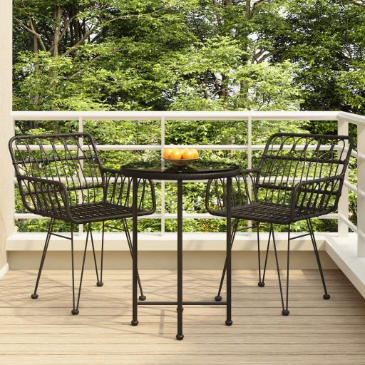 vidaXL 3-tlg. Garten-Essgruppe Poly Rattan