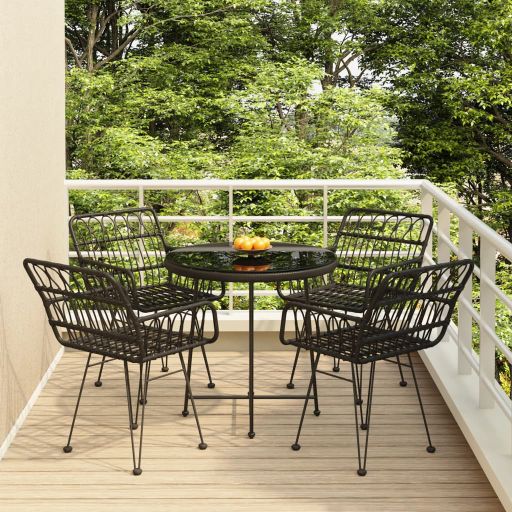 vidaXL 5-tlg. Garten-Essgruppe Poly Rattan