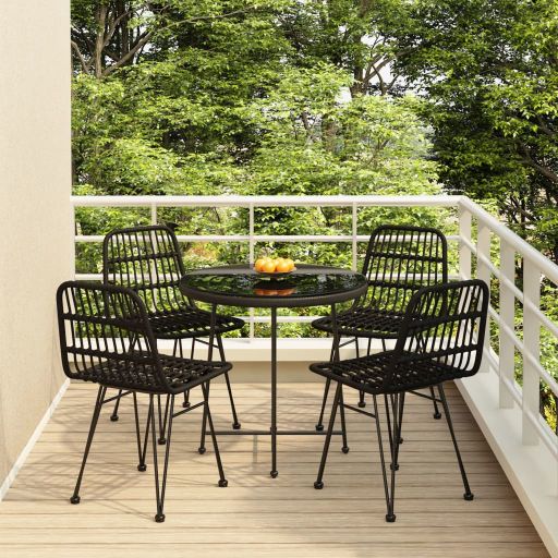 vidaXL 5-tlg. Garten-Essgruppe Poly Rattan