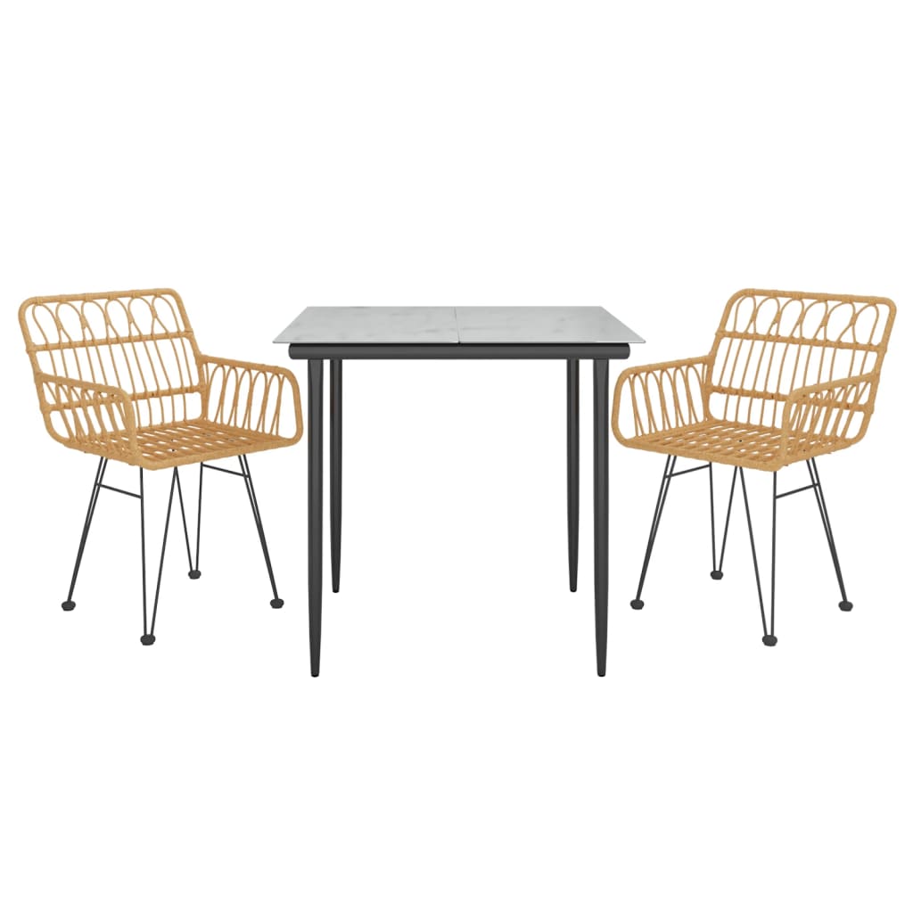 vidaXL 3-tlg. Garten-Essgruppe Poly Rattan