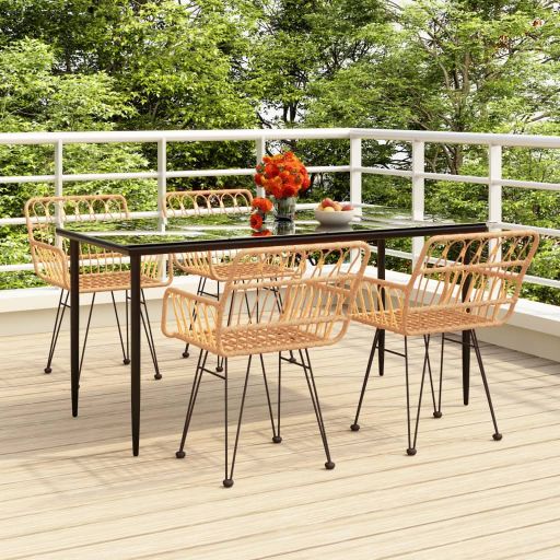 vidaXL 3-tlg. Garten-Essgruppe Poly Rattan
