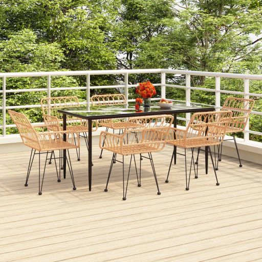 vidaXL 3-tlg. Garten-Essgruppe Poly Rattan
