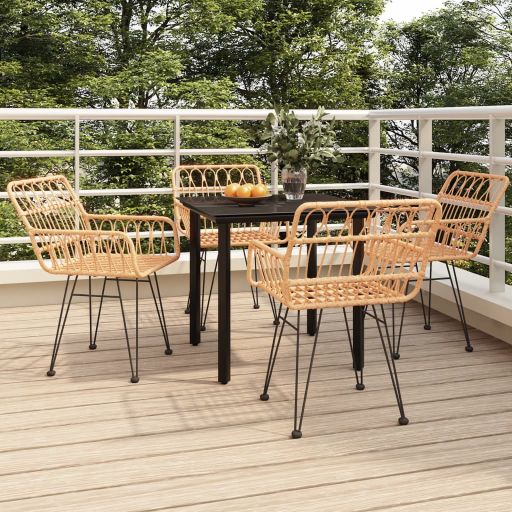 vidaXL 3-tlg. Garten-Essgruppe Poly Rattan