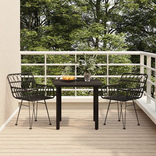 vidaXL 3-tlg. Garten-Essgruppe Poly Rattan