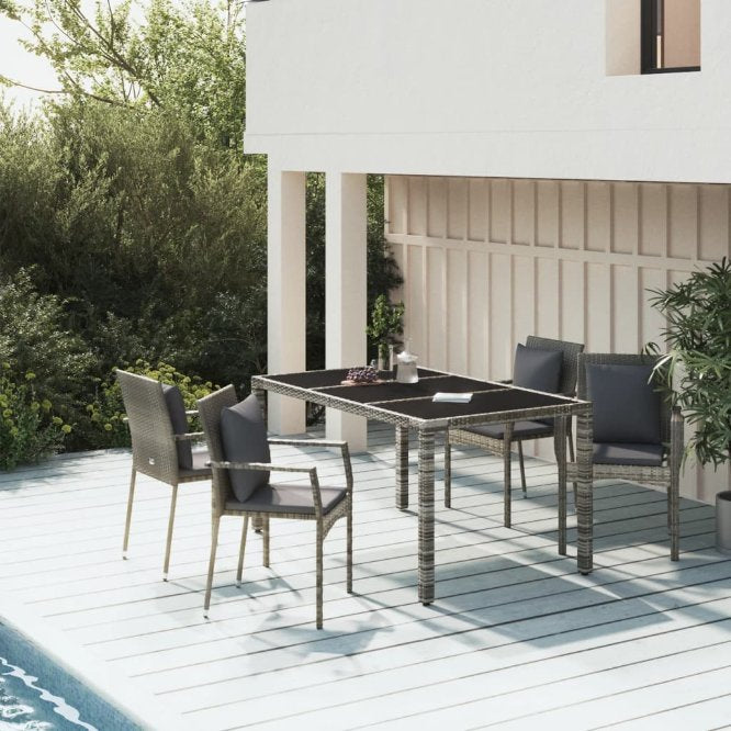 vidaXL 3-tlg. Garten-Essgruppe mit Kissen Schwarz Poly Rattan