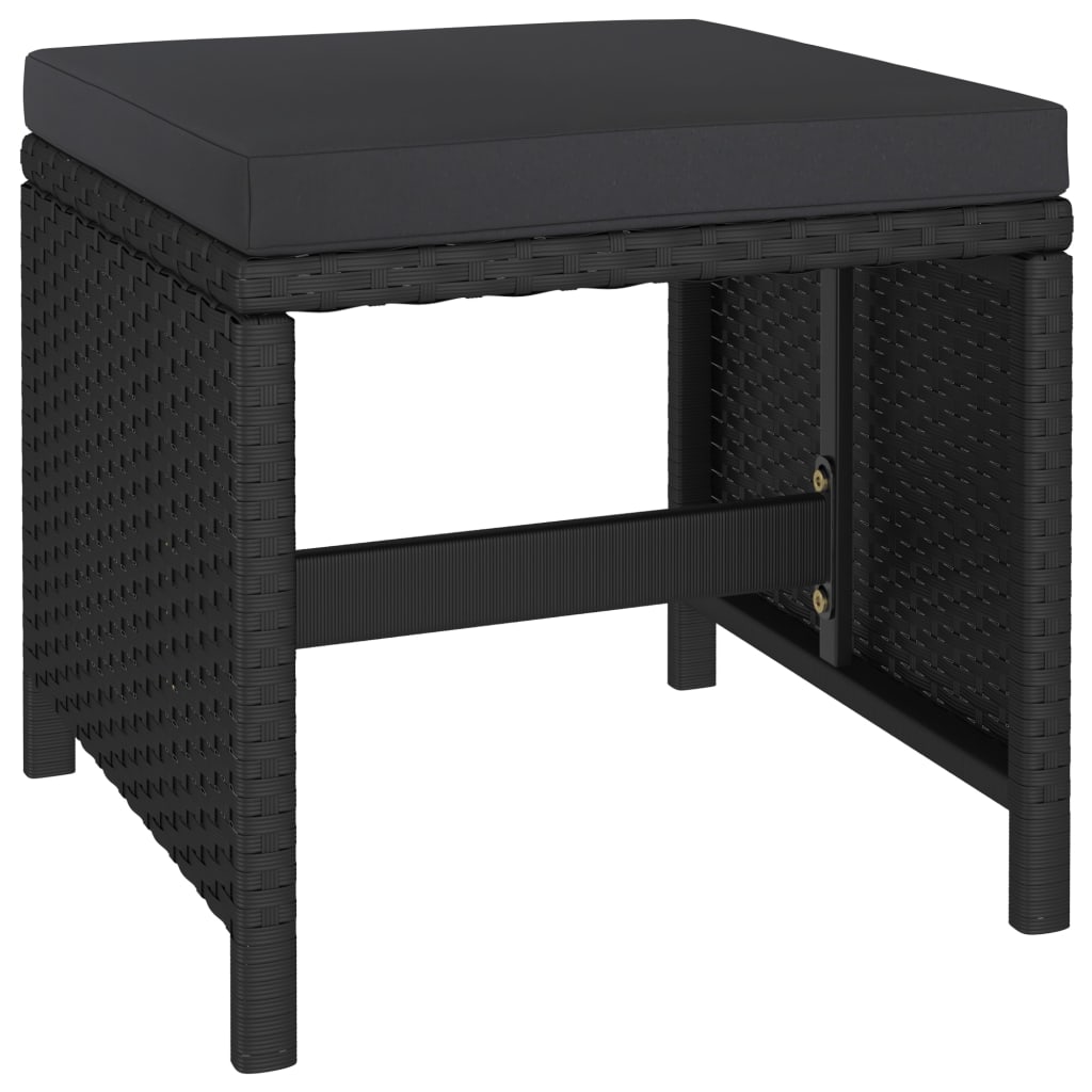 vidaXL 6-tlg. Garten-Essgruppe mit Auflagen Poly Rattan Schwarz