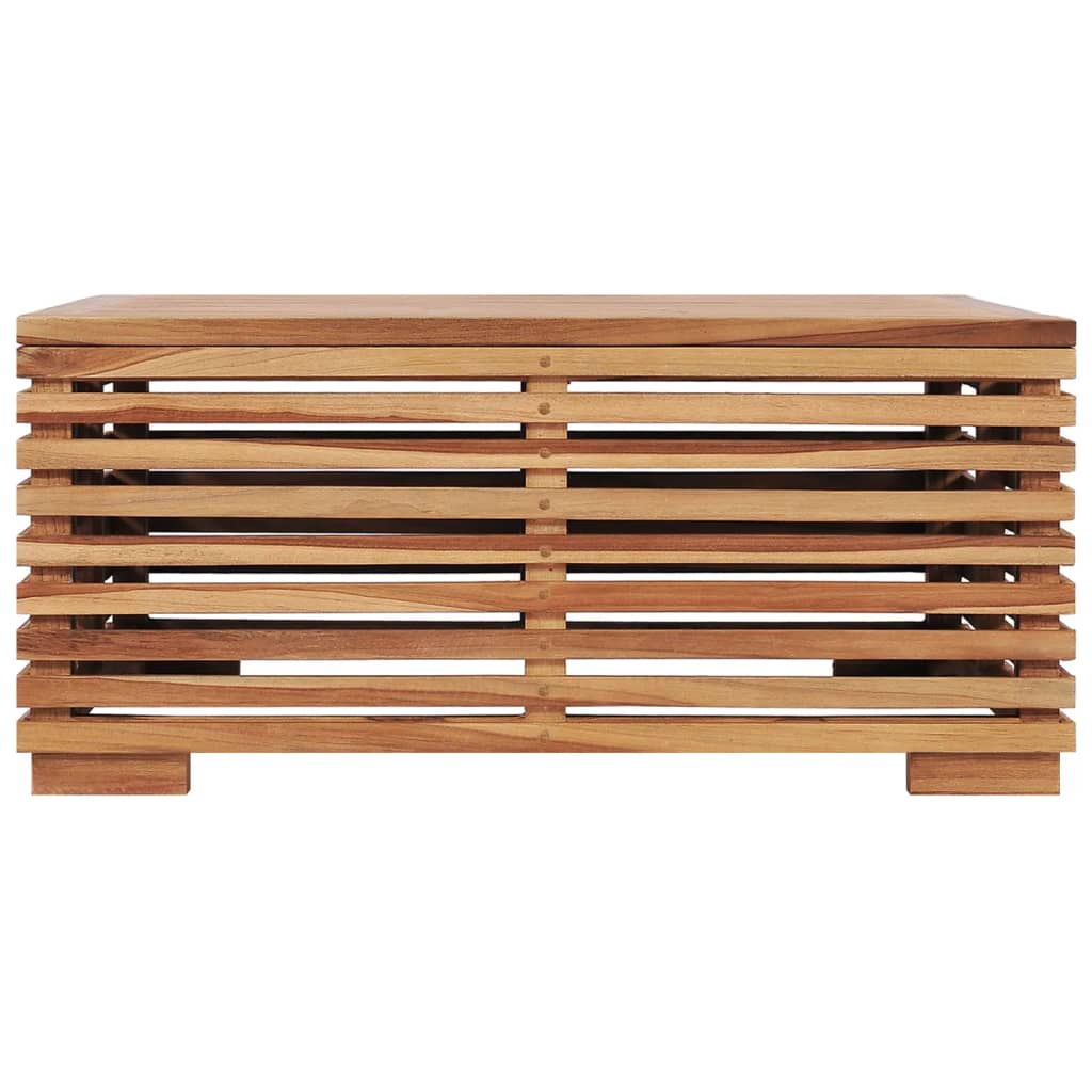 vidaXL Gartentisch und Fußhocker Set mit Creme Kissen Teak Massivholz