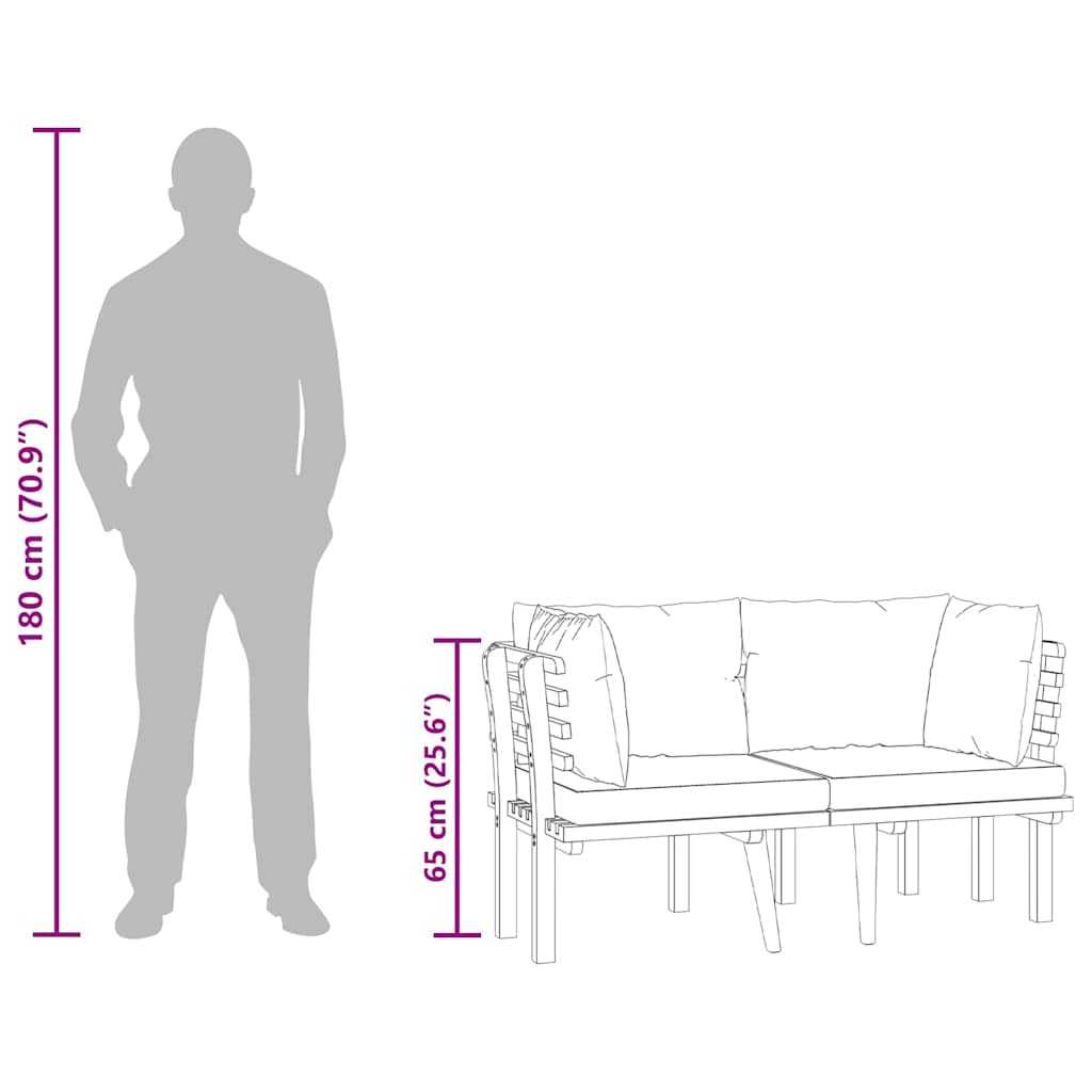 vidaXL 2-Sitzer-Gartensofa mit Kissen Massivholz Akazie