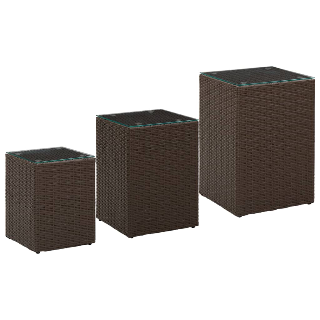 vidaXL Beistelltisch mit Glasplatte Braun 35x35x52 cm Poly Rattan