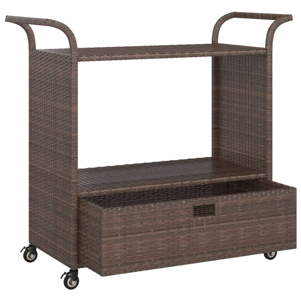 vidaXL Barwagen mit Schublade Braun 100x45x97 cm Poly Rattan