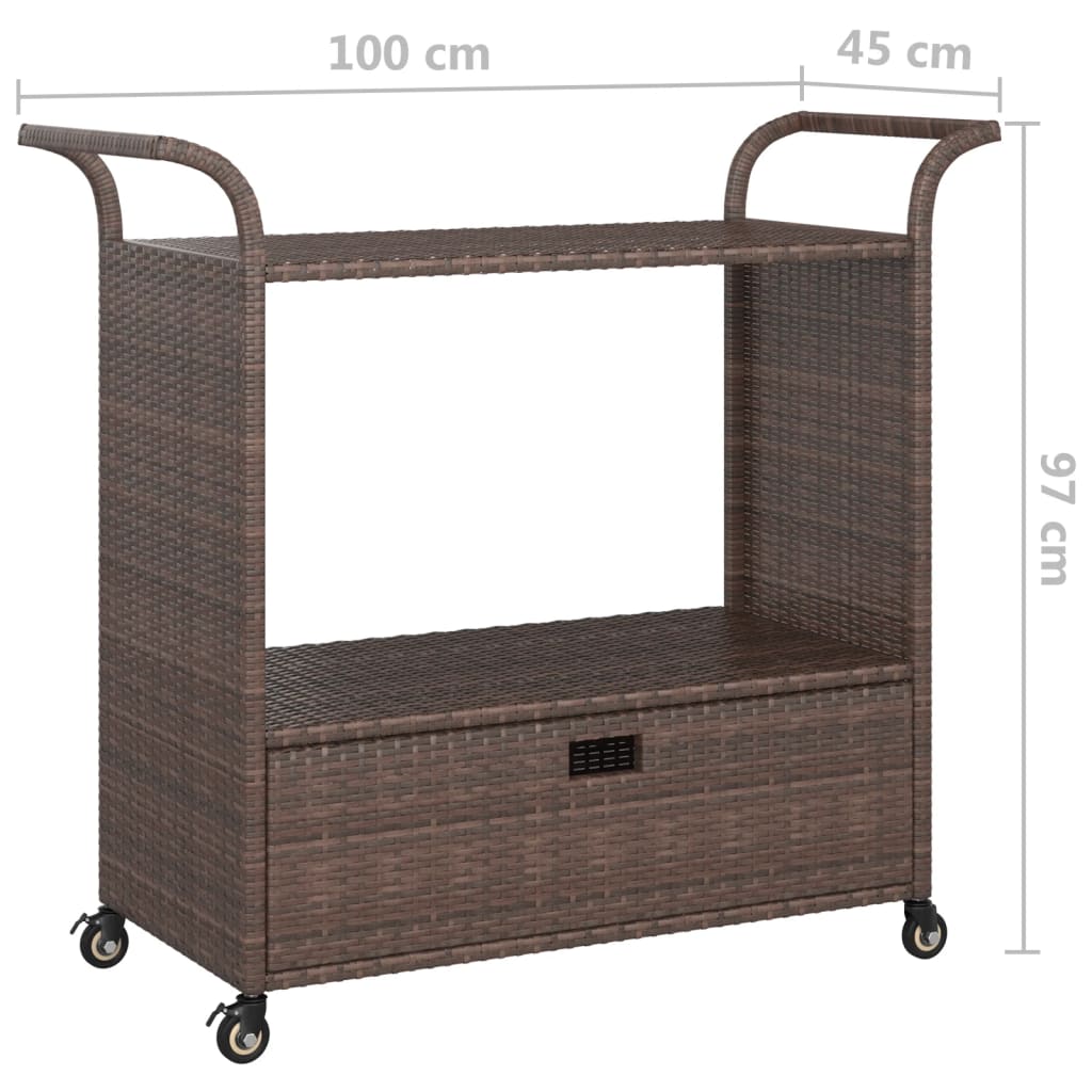 vidaXL Barwagen mit Schublade Braun 100x45x97 cm Poly Rattan