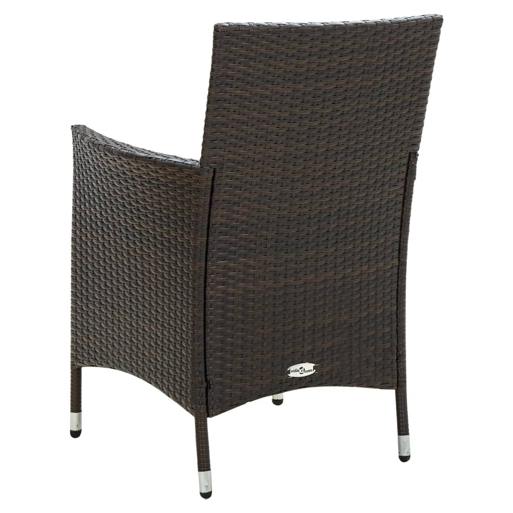 vidaXL Gartenstühle mit Sitzpolster 2 Stk. Poly Rattan Braun