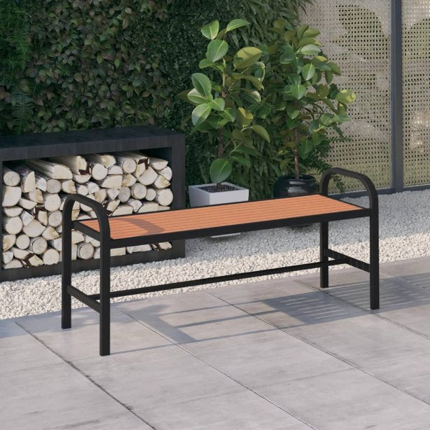 vidaXL Gartenbank 124,5 cm Stahl und WPC Schwarz