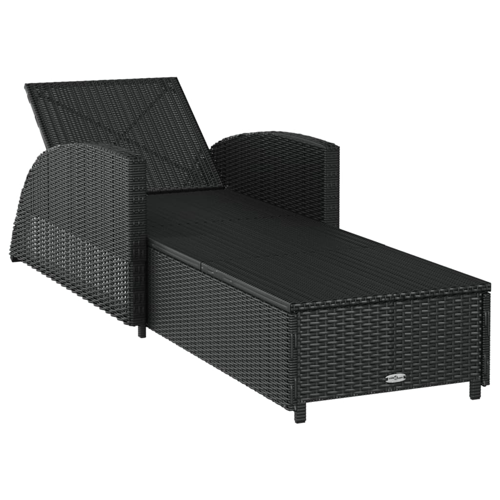 vidaXL Sonnenliege mit Cremeweißer Auflage Poly Rattan Schwarz