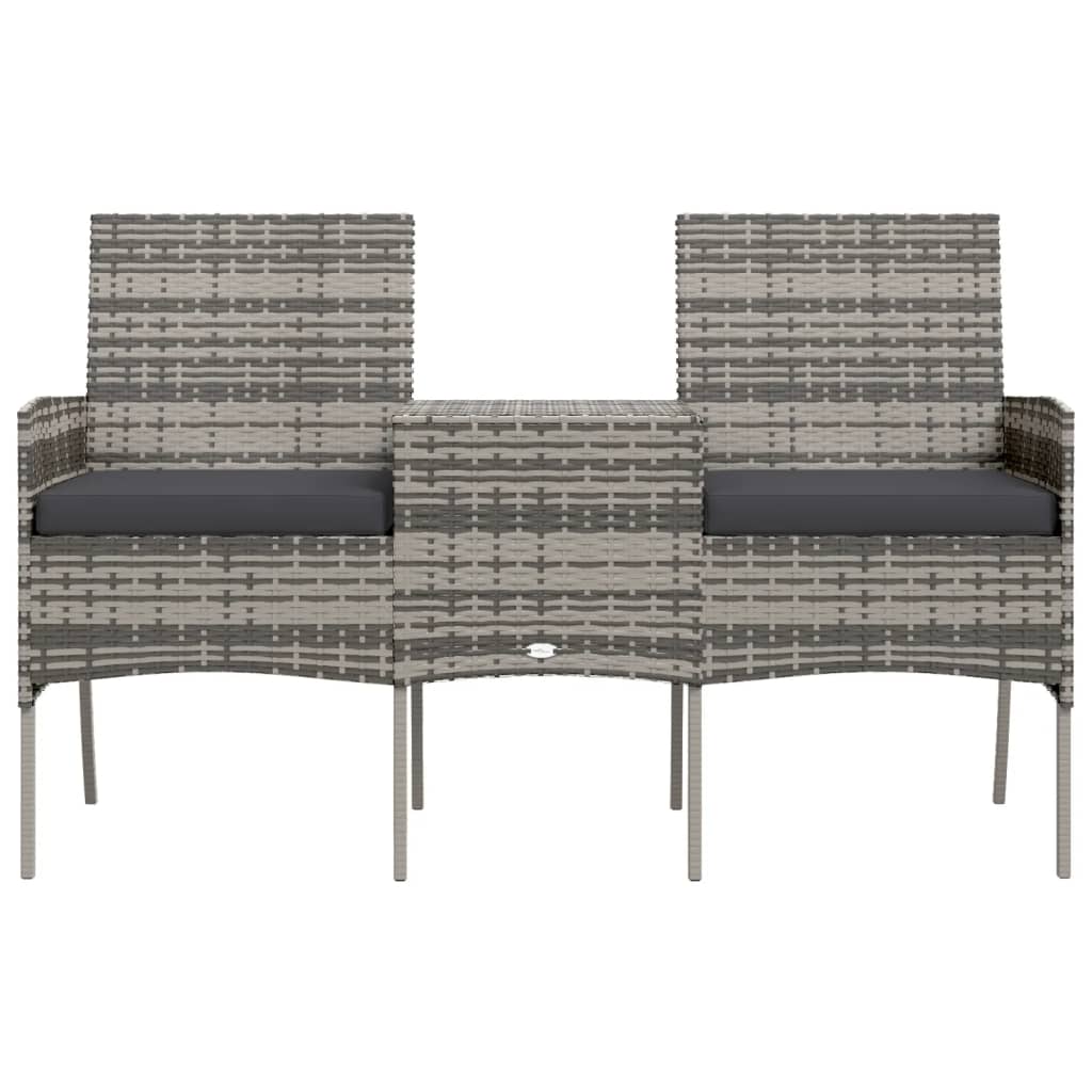vidaXL 2-Sitzer-Gartensofa mit Teetisch Poly Rattan Anthrazit
