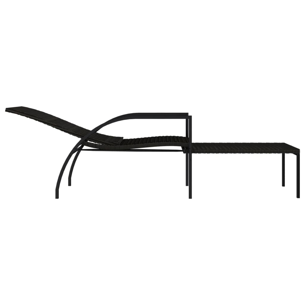 vidaXL Sonnenliegen 2 Stk. mit Fußhocker PE-Rattan Braun