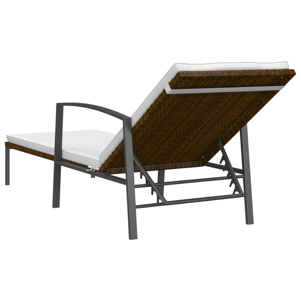 vidaXL Sonnenliegen 2 Stk. mit Tisch Poly Rattan Braun