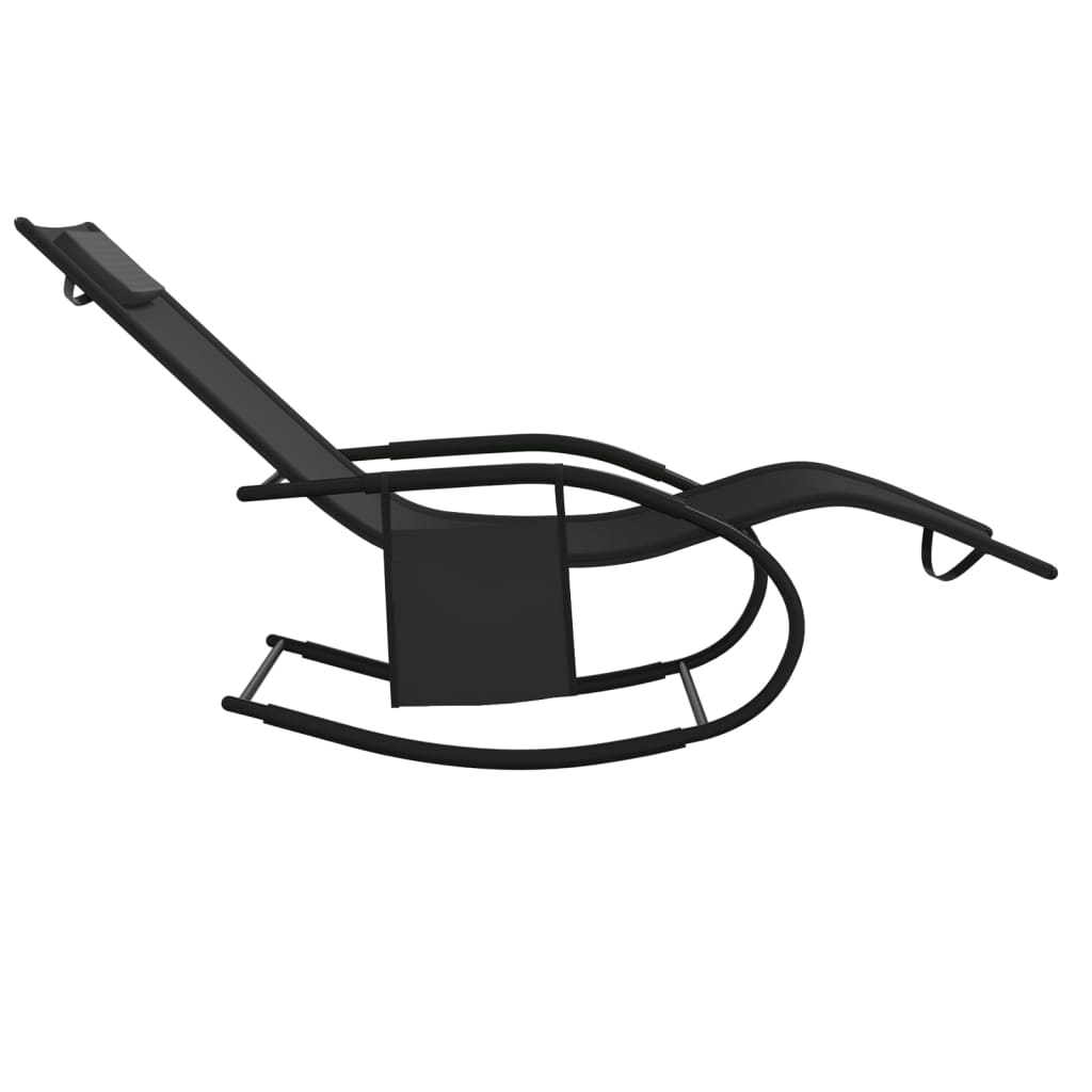 vidaXL Schaukelliege Schwarz Stahl und Textilene
