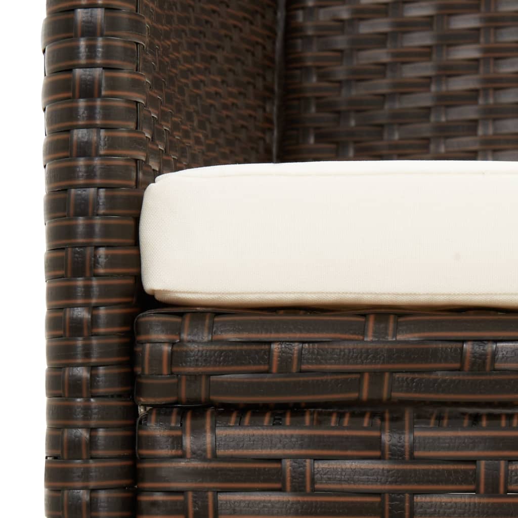 vidaXL Gartensofa 3-Sitzer mit Kissen Braun Poly Rattan