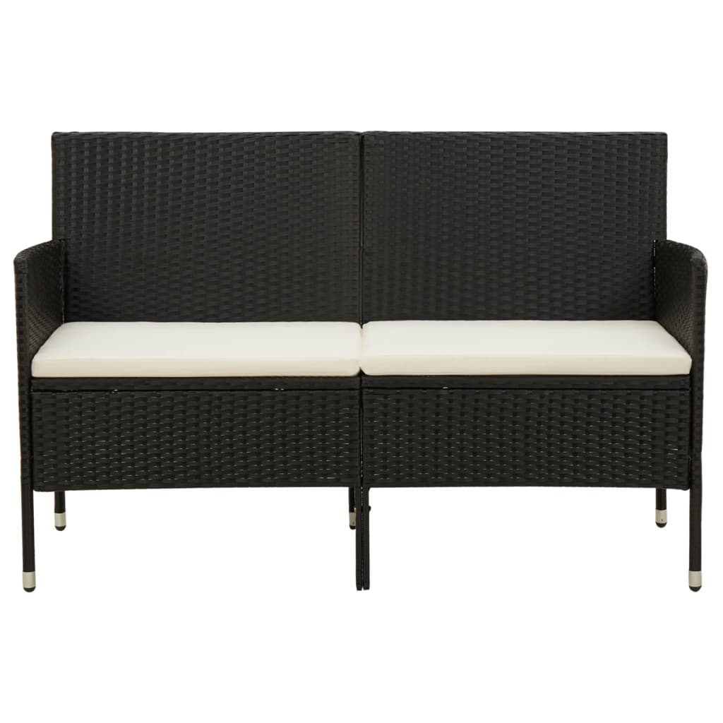 vidaXL Gartensofa 3-Sitzer mit Kissen Braun Poly Rattan