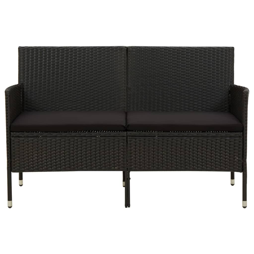 vidaXL Gartensofa 3-Sitzer mit Kissen Braun Poly Rattan