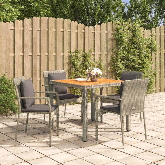 vidaXL 3-tlg. Garten-Essgruppe mit Kissen Schwarz Poly Rattan