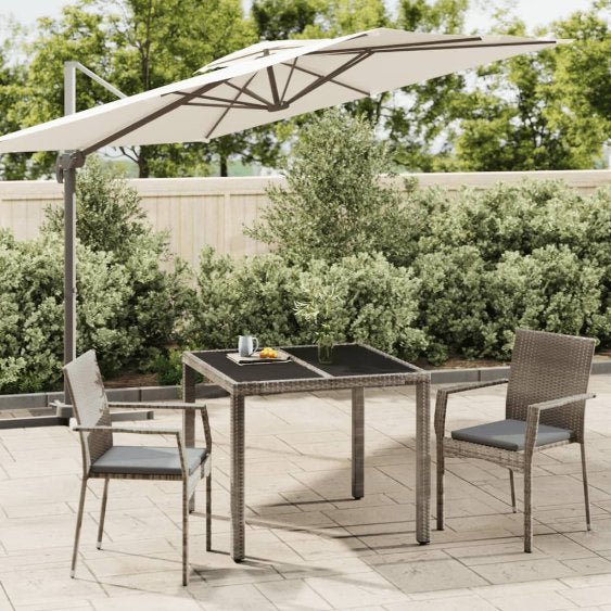 vidaXL 3-tlg. Garten-Essgruppe mit Kissen Schwarz Poly Rattan