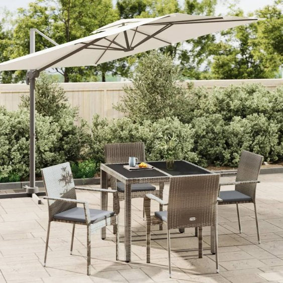 vidaXL 3-tlg. Garten-Essgruppe mit Kissen Schwarz Poly Rattan
