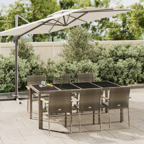 vidaXL 3-tlg. Garten-Essgruppe mit Kissen Schwarz Poly Rattan