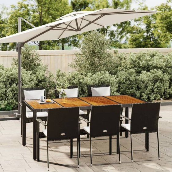 vidaXL 3-tlg. Garten-Essgruppe mit Kissen Schwarz Poly Rattan