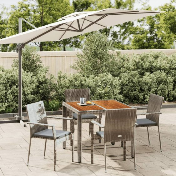 vidaXL 3-tlg. Garten-Essgruppe mit Kissen Schwarz Poly Rattan