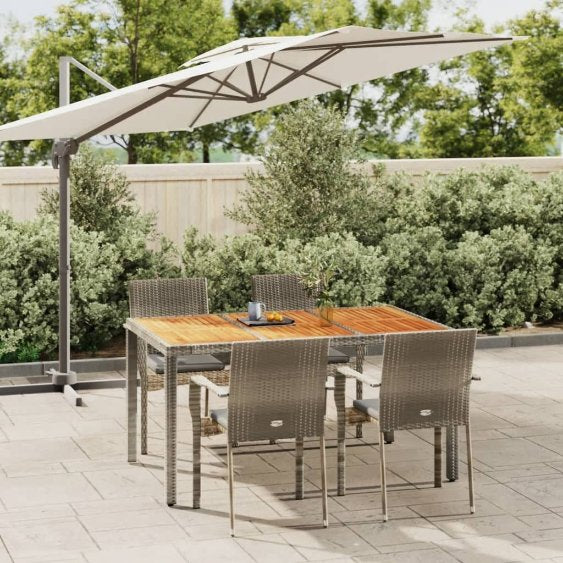 vidaXL 3-tlg. Garten-Essgruppe mit Kissen Schwarz Poly Rattan