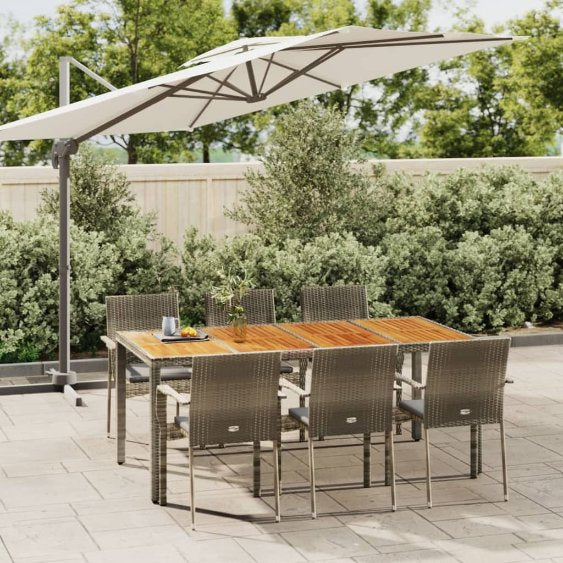vidaXL 3-tlg. Garten-Essgruppe mit Kissen Schwarz Poly Rattan