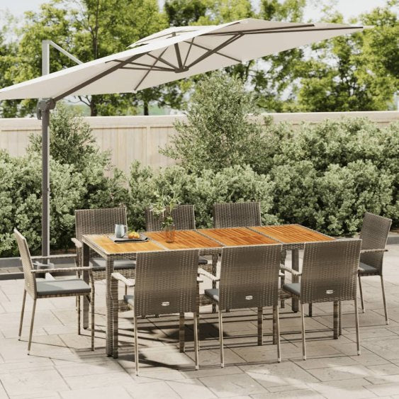 vidaXL 3-tlg. Garten-Essgruppe mit Kissen Schwarz Poly Rattan