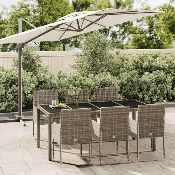 vidaXL 3-tlg. Garten-Essgruppe mit Kissen Schwarz Poly Rattan