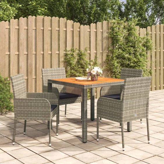 vidaXL 3-tlg. Garten-Essgruppe mit Kissen Schwarz Poly Rattan
