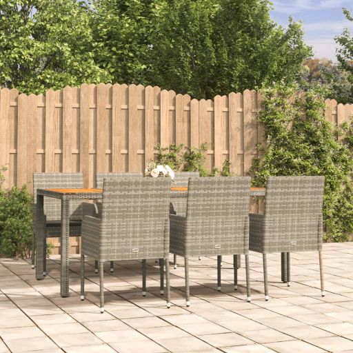 vidaXL 3-tlg. Garten-Essgruppe mit Kissen Schwarz Poly Rattan