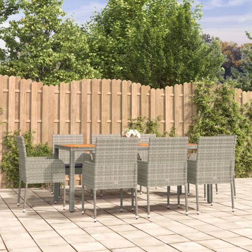 vidaXL 3-tlg. Garten-Essgruppe mit Kissen Schwarz Poly Rattan