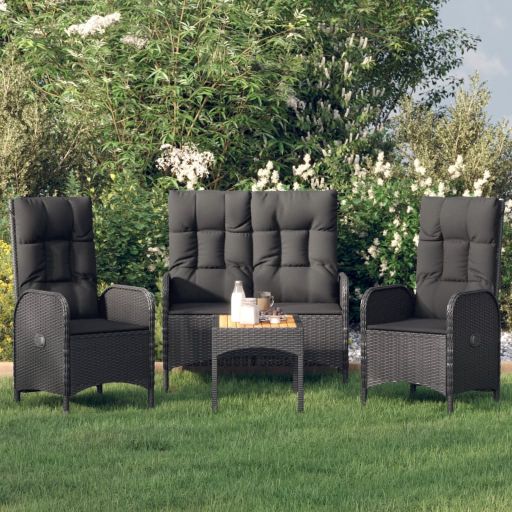 vidaXL 4-tlg. Garten-Essgruppe mit Kissen Grau Poly Rattan