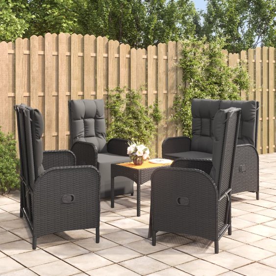 vidaXL 4-tlg. Garten-Essgruppe mit Kissen Grau Poly Rattan
