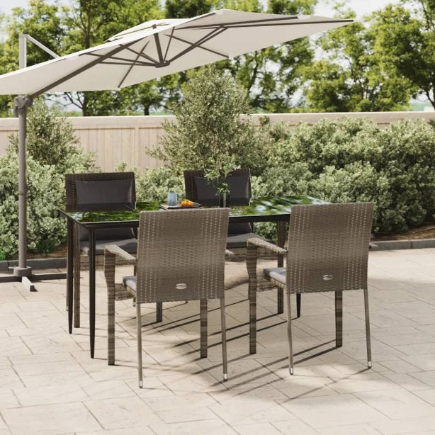 vidaXL 3-tlg. Garten-Essgruppe mit Kissen Schwarz Poly Rattan