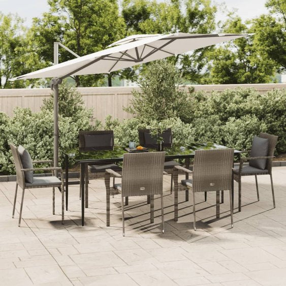 vidaXL 3-tlg. Garten-Essgruppe mit Kissen Schwarz Poly Rattan
