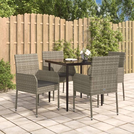 vidaXL 3-tlg. Garten-Essgruppe mit Kissen Schwarz Poly Rattan