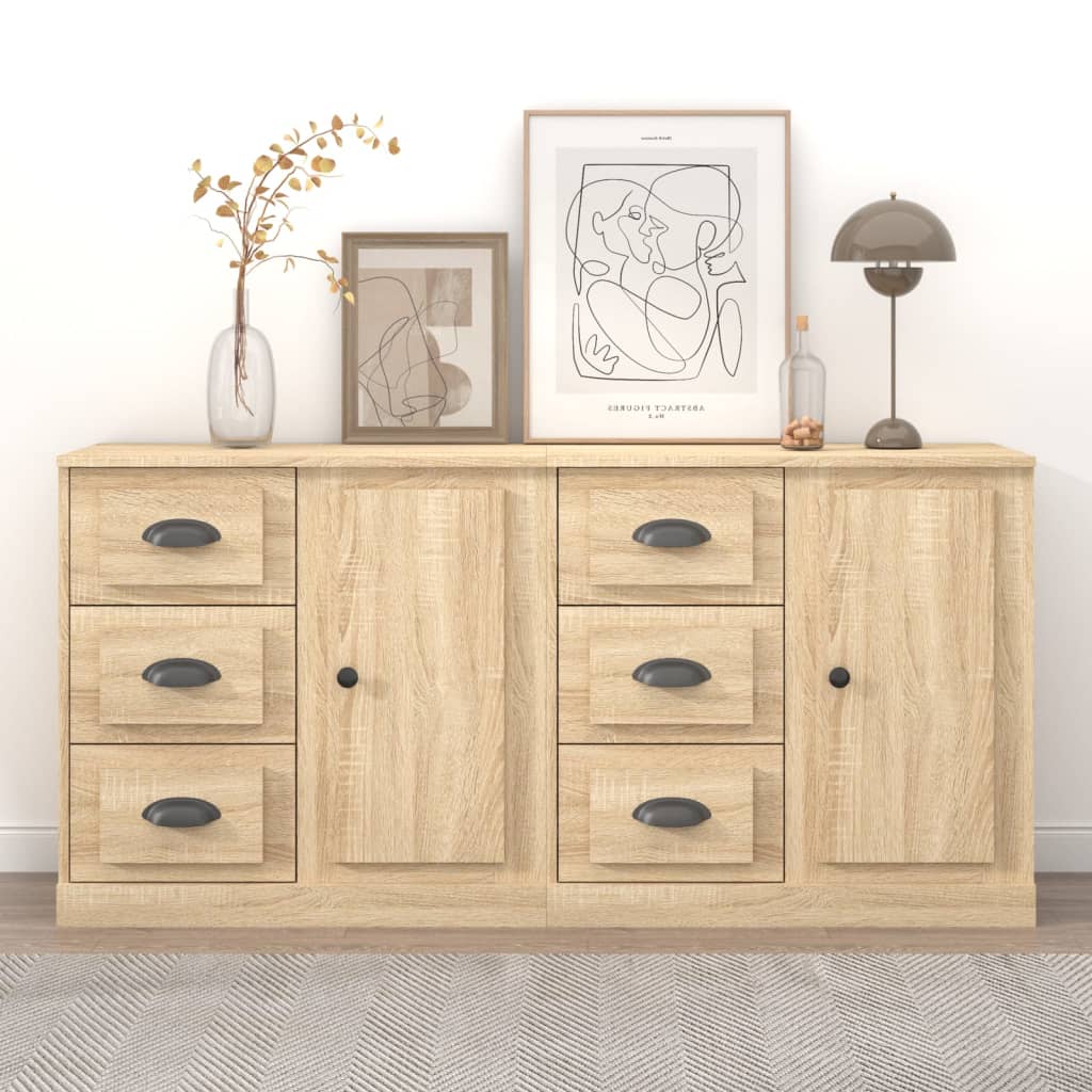 vidaXL Sideboards 2 Stk. Weiß Holzwerkstoff