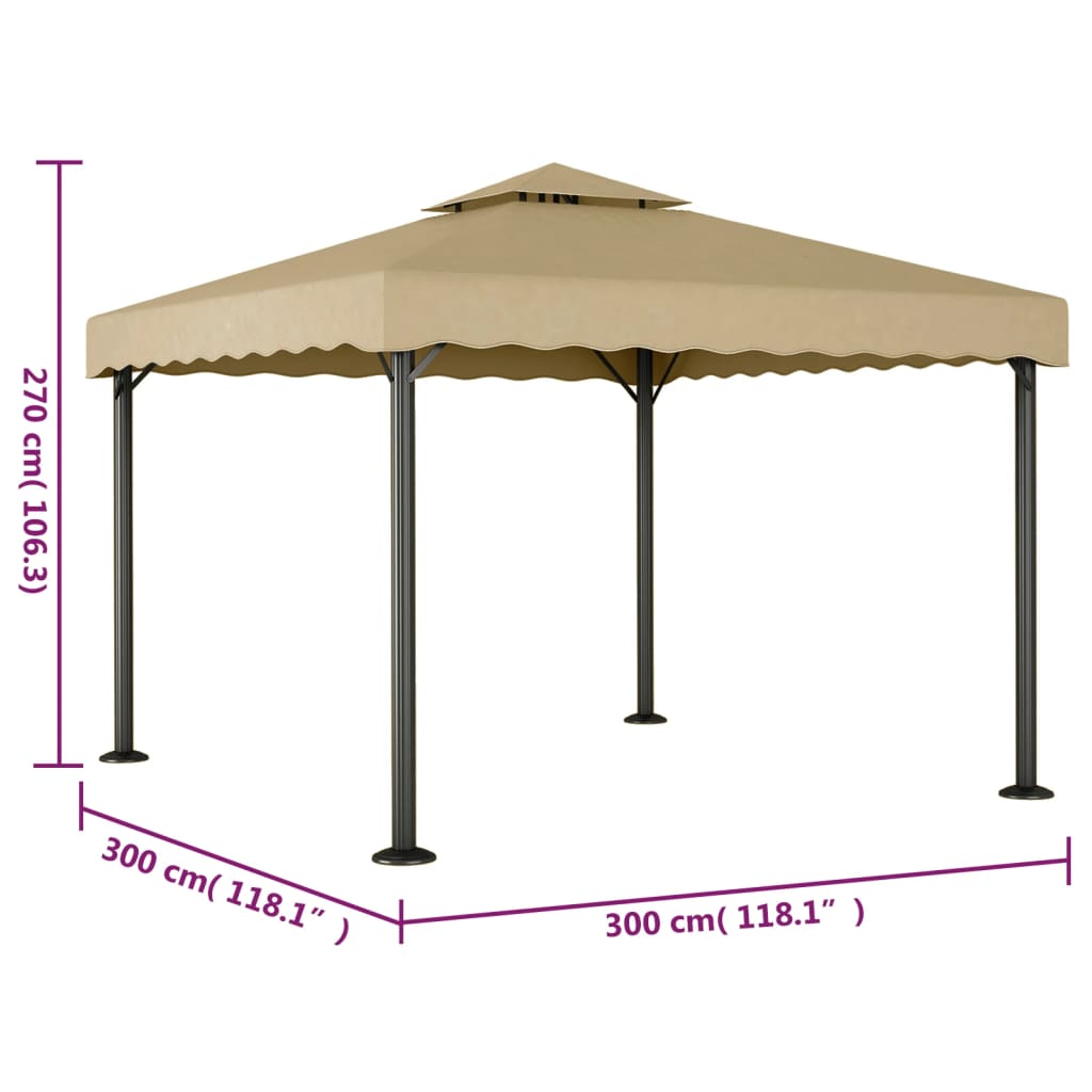 vidaXL Pavillon Taupe 3x3 m Aluminium und Stahl