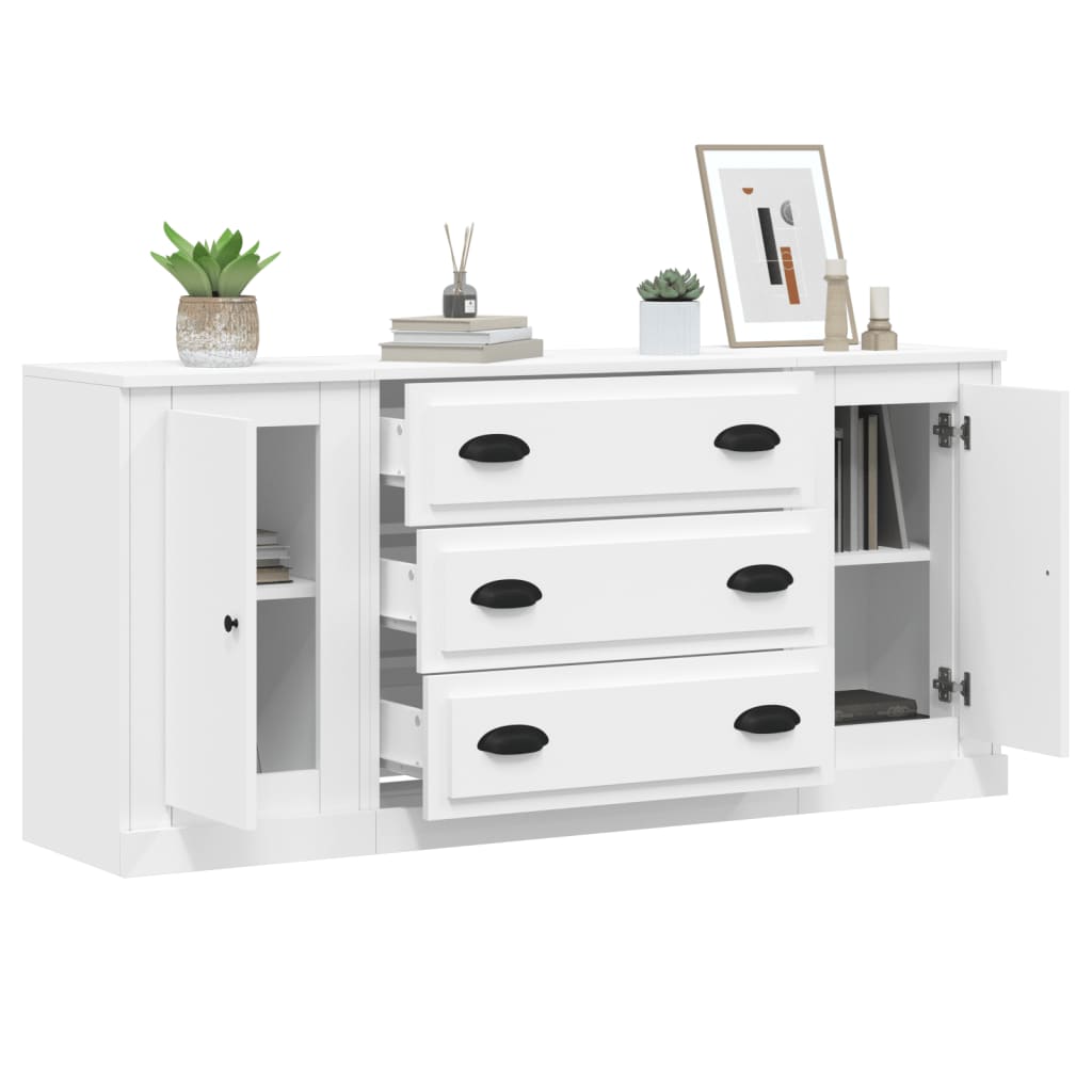 vidaXL Sideboards 3 Stk. Weiß Holzwerkstoff