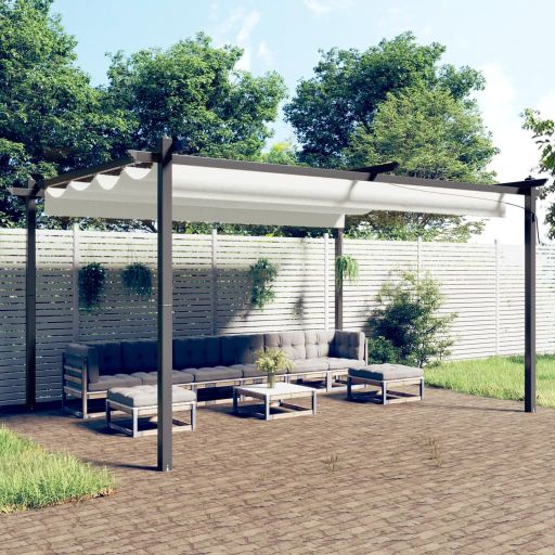 vidaXL Pavillon mit Ausziehbarem Dach 3x3 m Creme