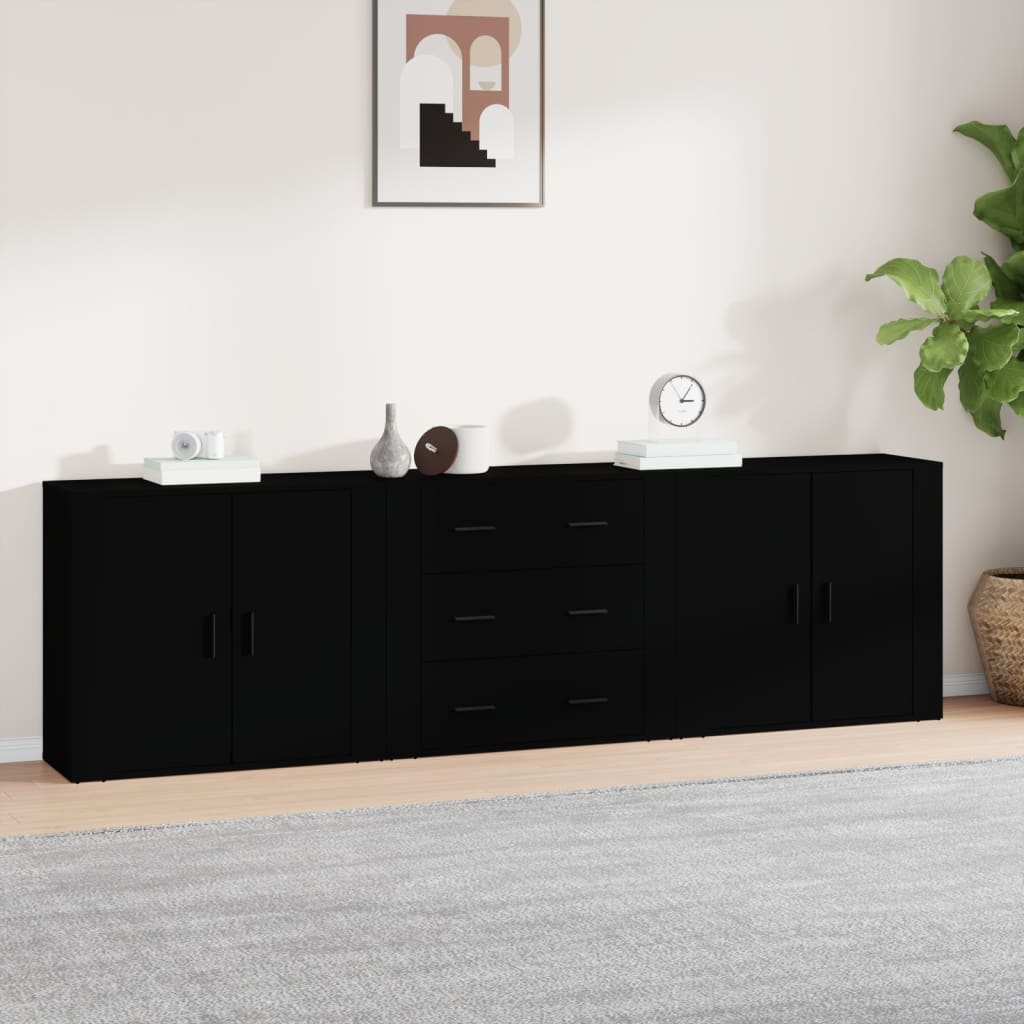 vidaXL Sideboards 3 Stk. Weiß Holzwerkstoff