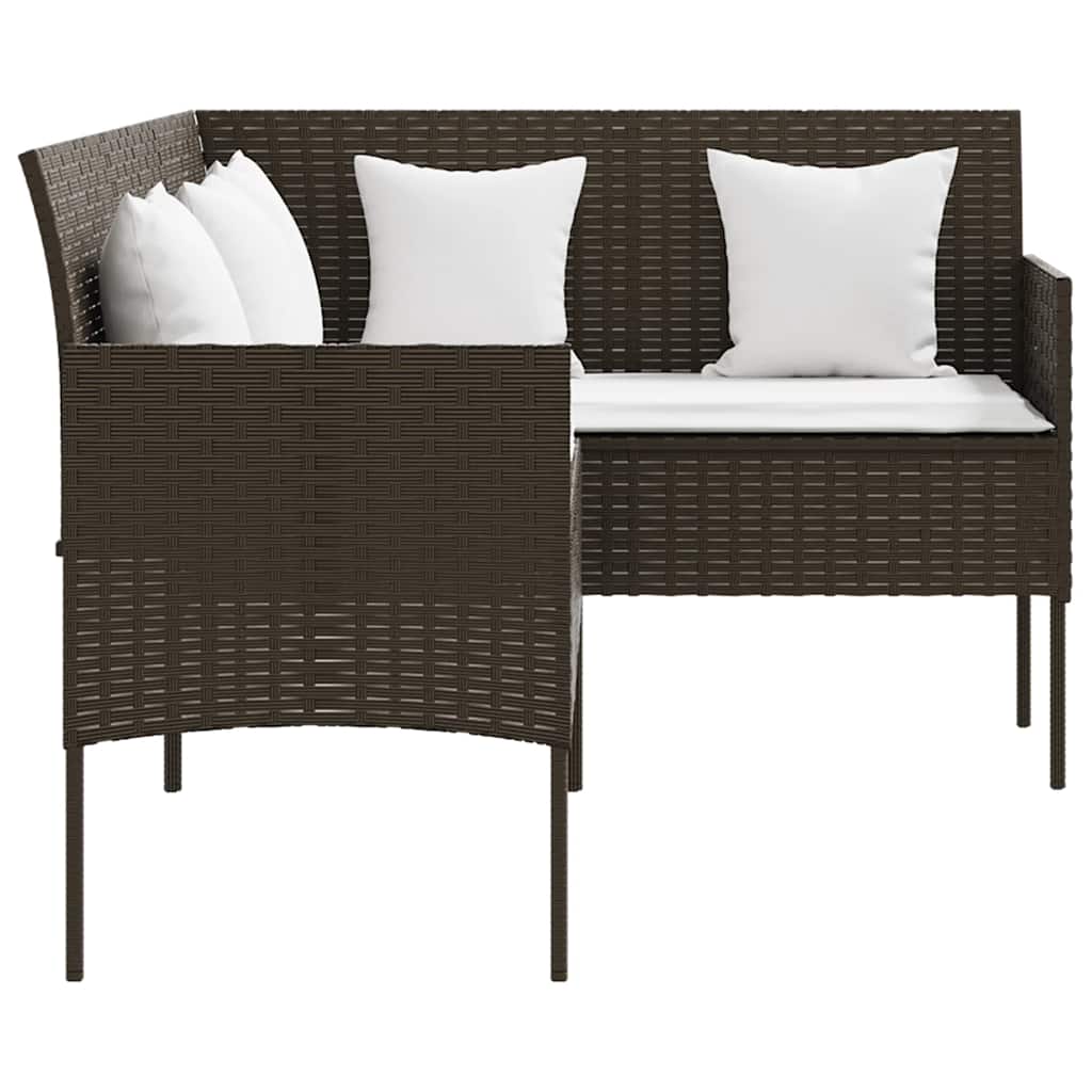 vidaXL 5-tlg. Sofagarnitur in L-Form mit Kissen Poly Rattan Braun